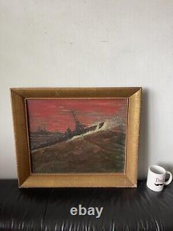 Captivating Old Antique Submarine Seascape Oil Painting Modern Ship Boat Ocean