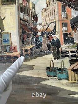 Carlo Ciappa Antique Modern Italian Street Cityscape Oil Painting Old Italy 1959