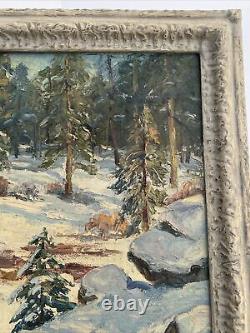 Carolus Verhaeren Antique Painting American Landscape Large Mountain Snow Oil