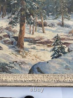 Carolus Verhaeren Antique Painting American Landscape Large Mountain Snow Oil