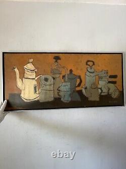 Charles Keller Antique Modern Still Life Cubism Oil Painting Vintage Abstract 66