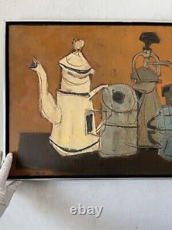 Charles Keller Antique Modern Still Life Cubism Oil Painting Vintage Abstract 66