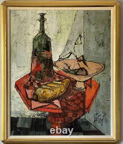 Charles Levier French Antique Modern Still Life Abstract Oil Painting Vintage 65