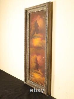 Clouds Sunset Landscape Antique Double Face Large Oil Painting With Ornate Frame