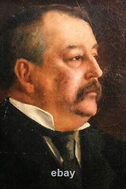 Distinguished Signed Antique Victorian Oil Painting Man Gentleman Mustache