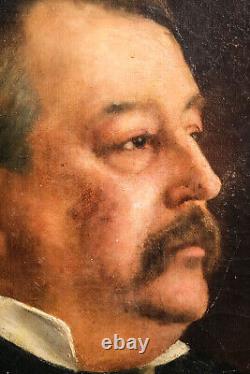 Distinguished Signed Antique Victorian Oil Painting Man Gentleman Mustache