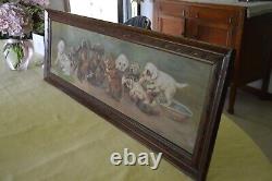 Dogs/Puppies Antique Original Oil on Canvas CL Van Vredenburgh circa 1900