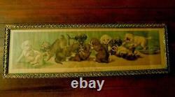 Dogs/Puppies Antique Original Oil on Canvas CL Van Vredenburgh circa 1900