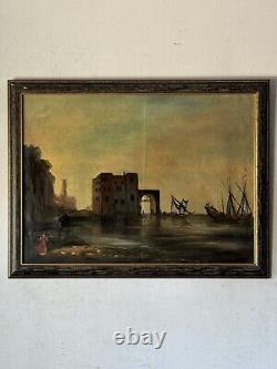 EUROPEAN ANTIQUE TONALIST LANDSCAPE IMPRESSIONIST OIL PAINTING OLD VINTAGE 1930s