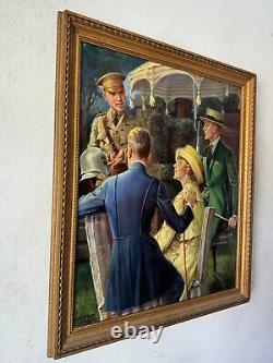 Edmund Magrath Antique Art Deco Figurative Oil Painting Old Wpa Realism Fashion