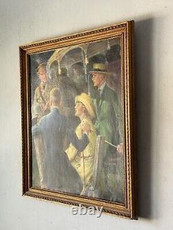 Edmund Magrath Antique Art Deco Figurative Oil Painting Old Wpa Realism Fashion