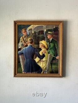 Edmund Magrath Antique Art Deco Figurative Oil Painting Old Wpa Realism Fashion