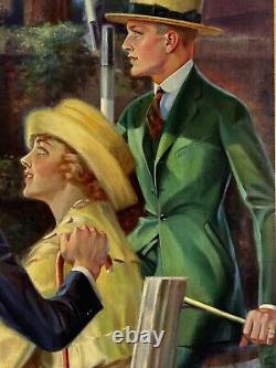 Edmund Magrath Antique Art Deco Figurative Oil Painting Old Wpa Realism Fashion