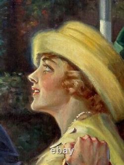 Edmund Magrath Antique Art Deco Figurative Oil Painting Old Wpa Realism Fashion