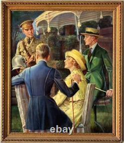 Edmund Magrath Antique Art Deco Figurative Oil Painting Old Wpa Realism Fashion