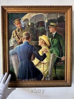 Edmund Magrath Antique Art Deco Figurative Oil Painting Old Wpa Realism Fashion