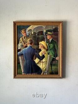 Edmund Magrath Antique Art Deco Figurative Oil Painting Old Wpa Realism Fashion