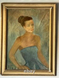Elaino Fantuzzi Antique Italian Pretty Woman Portrait Oil Painting Old Realism