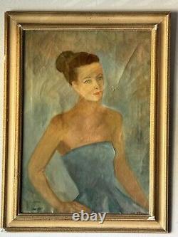 Elaino Fantuzzi Antique Italian Pretty Woman Portrait Oil Painting Old Realism