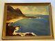 Estelle Kaiser Painting Antique Coastal Beach Surf 1940's Large Oil Listed Ca