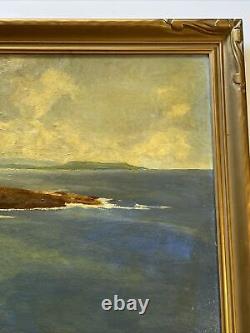 Estelle Kaiser Painting Antique Coastal Beach Surf 1940's Large Oil Listed CA