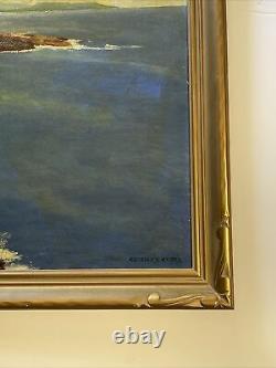 Estelle Kaiser Painting Antique Coastal Beach Surf 1940's Large Oil Listed CA