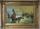 F. Black Large Antique Original Oil Painting On Canvas, Venice, Italy, Gold Frame
