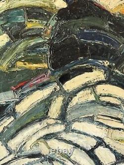 FAUST ANTIQUE MODERN ABSTRACT EXPRESSIONIST OIL PAINTING VINTAGE CUBISM 1950s
