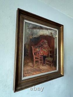 FINE ANTIQUE EUROPEAN IMPRESSIONIST OIL PAINTING OLD MODERN ART DECO MYSTERY 30s