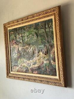 FINE ANTIQUE FIGURATIVE LANDSCAPE OIL PAINTING VINTAGE MODERN FAUVISM WPA 1940s