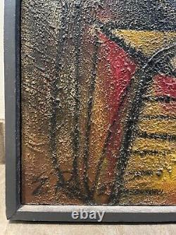 Fabulous Antique MID Century Modern Abstract Oil Painting Old Vintage Cubism