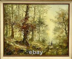 Fabulous Original Oil on Canvas Beautiful Fall By Julius Polek Framed & Signed