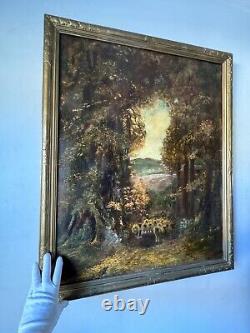 Fine 19th Century Antique European Landscape Impressionist Oil Painting Old 1800