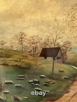 Fine Antique 19th Century European Landscape Impressionist Oil Painting Old 1880