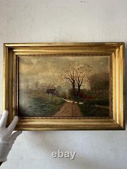 Fine Antique 19th Century European Landscape Impressionist Oil Painting Old 1880