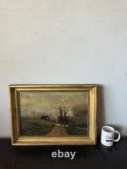 Fine Antique 19th Century European Landscape Impressionist Oil Painting Old 1880