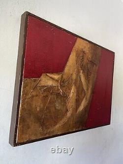 Fine Antique MID Century Modern Abstract Mixed Media Oil Painting Old Vintage 60