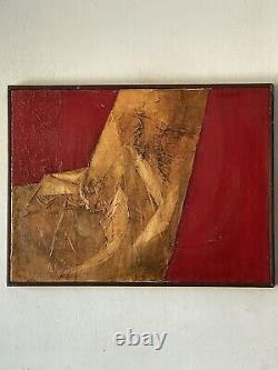 Fine Antique MID Century Modern Abstract Mixed Media Oil Painting Old Vintage 60