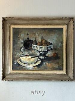 Fine Antique MID Century Modern Abstract Still Life Oil Painting Old Vintage 65