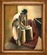 Fine Antique Oil Mae B. Alshuler- Chicago Ill Nude, Figurative, Cubism, Deco