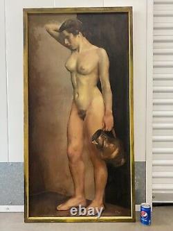 Fine Antique Old ART DECO 1930s WPA Modern Woman Portrait Oil Painting, UNGAR