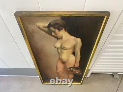 Fine Antique Old ART DECO 1930s WPA Modern Woman Portrait Oil Painting, UNGAR