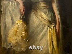 Fine Antique Victorian English Aristocrat Woman Portrait Oil Painting, 1890