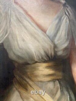 Fine Antique Victorian English Aristocrat Woman Portrait Oil Painting, 1890