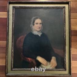 Fine & Large Antique Victorian Portrait of a Lady Oil Painting AAFA