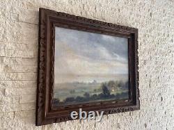 Framed Landscape Oil Painting Replica Reproduction Antique Carved Wood 24 x 28