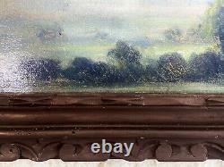 Framed Landscape Oil Painting Replica Reproduction Antique Carved Wood 24 x 28