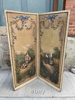 French Antique Oil Painting Signed Dated 1874 Panels 2 52x22