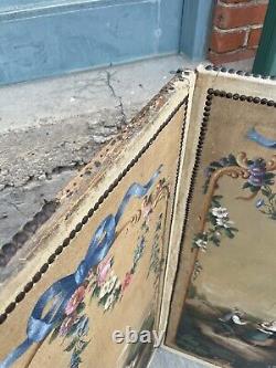 French Antique Oil Painting Signed Dated 1874 Panels 2 52x22