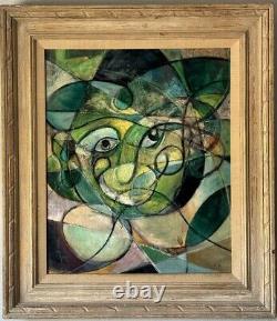 GREAT ANTIQUE MODERN ART ABSTRACT CUBIST OIL PAINTING OLD VINTAGE CUBISM 1950s